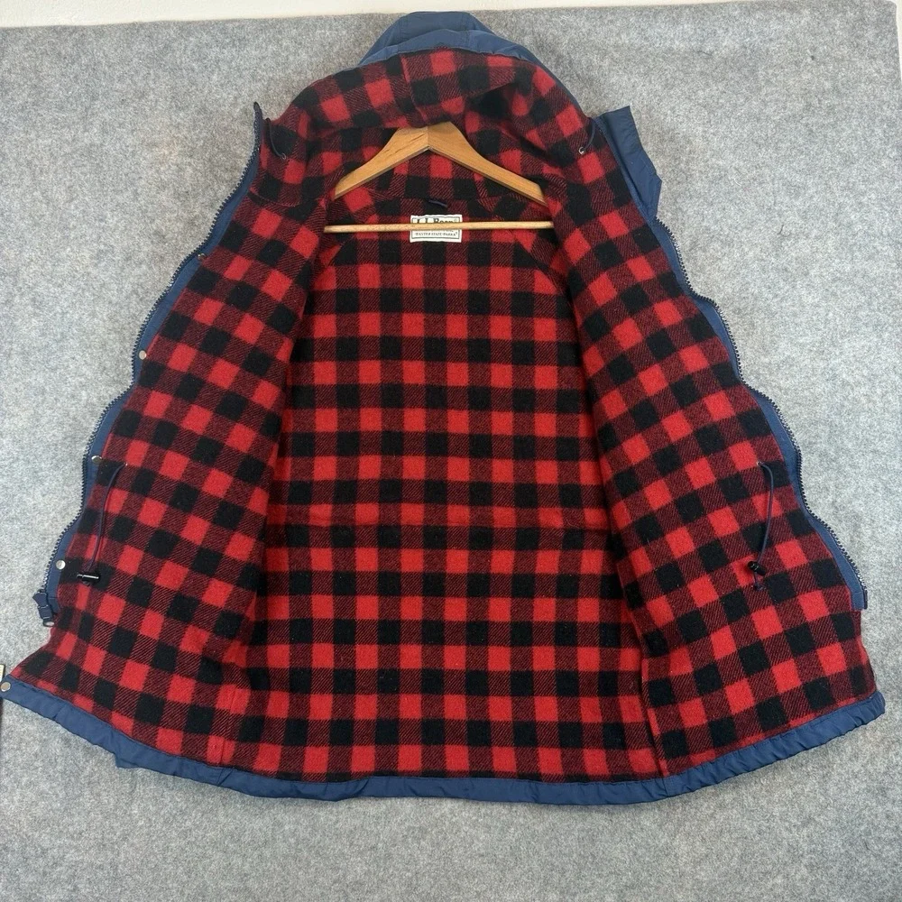 Vintage LL Bean Baxter State Parka Jacket Mens Medium Wool Lined Buffalo Plaid